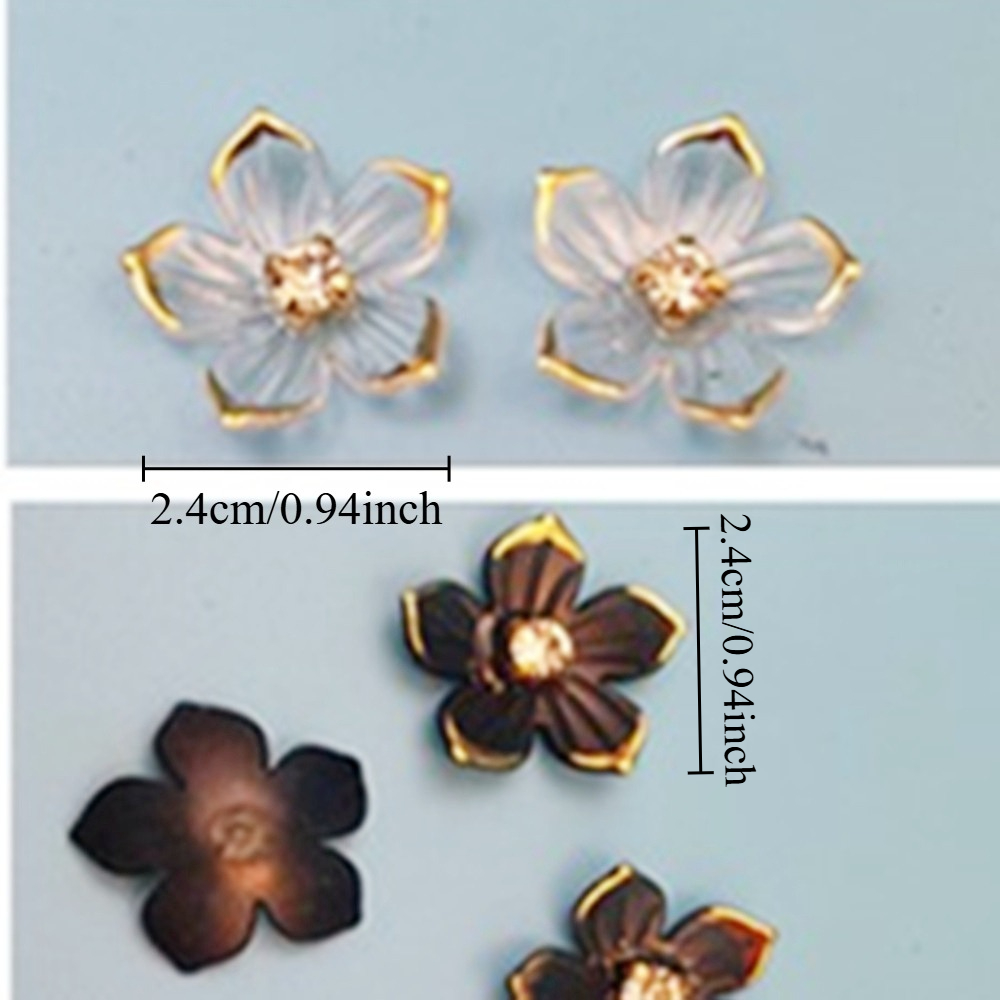 25pcs Flower Beads with Golden Borders & Rhinestones